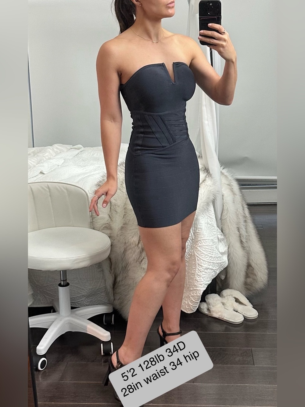 Marciano Los Angeles Black Strapless Bandage Corset Mini Dress XS